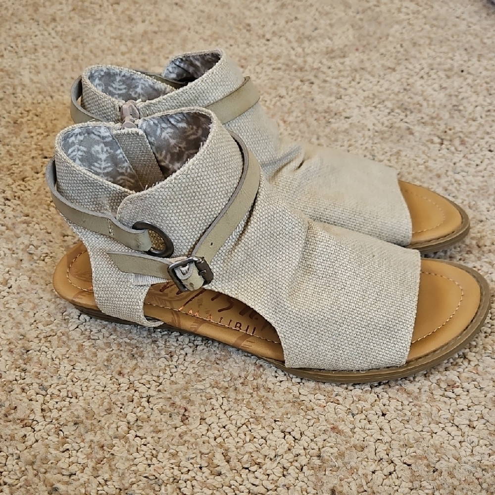Blowfish Cream Malibu Sandals with Ankle Wrap and Adjustable Strap - Picture 7 of 12